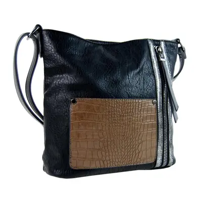 Dámská crossbody kabelka s čelní kroko kapsičkou F-014 černá