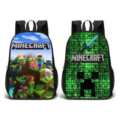 Oboustranný studentský batoh s potisky Minecraft vzor 1