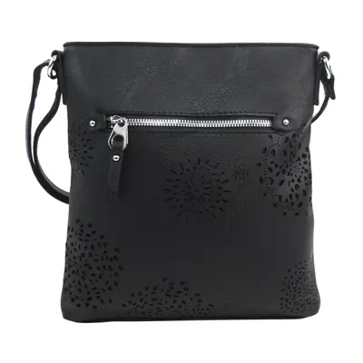 Crossbody dámská kabelka v květovaném designu černá 5432-BB