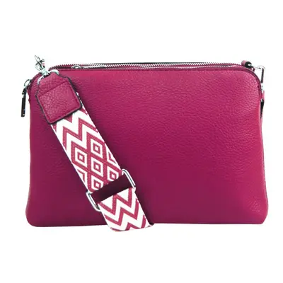 Fuchsiově růžová crossbody dámská kabelka se třemi sekcemi Jessica