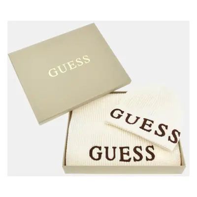 GUESS Gift Beanie Scarf – Ivory – dárkový set čepice a šála