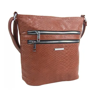 Hnědá crossbody dámská kabelka v kroko designu