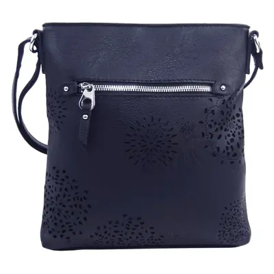 Crossbody dámská kabelka v květovaném designu tmavě modrá 5432-BB