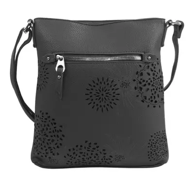 Crossbody dámská kabelka v květovaném designu tmavě šedá 5432-BB