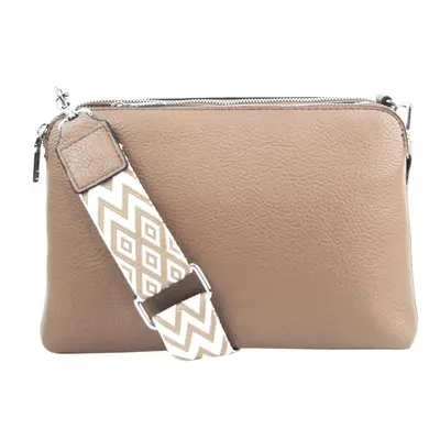 Latté hnědá crossbody dámská kabelka se třemi sekcemi Jessica