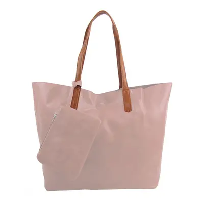 Velká růžová shopper dámská taška s crossbody uvnitř