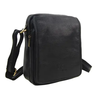 GROSSO Kožená pánská crossbody taška 18,5x22x8 cm černá