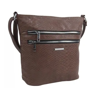 Přírodně hnědá crossbody dámská kabelka v kroko designu