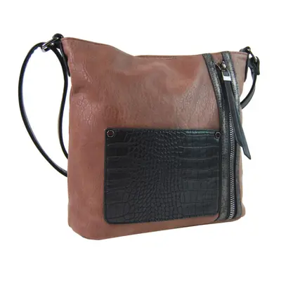 Dámská crossbody kabelka s čelní kroko kapsičkou F-014 starorůžová