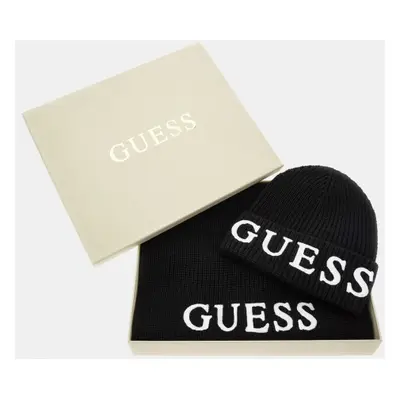 GUESS Gift Beanie Scarf – Black – dárkový set čepice a šála