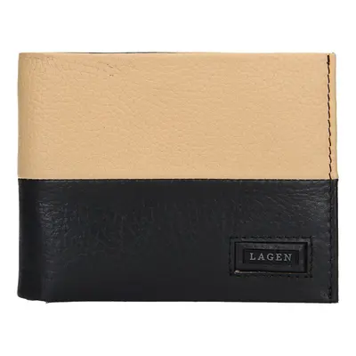 Lagen pánská peněženka kožená 50044 - černá/béžová - BLK/BEIGE