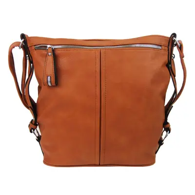 Moderní velká crossbody kabelka 74-MH koňaková hnědá