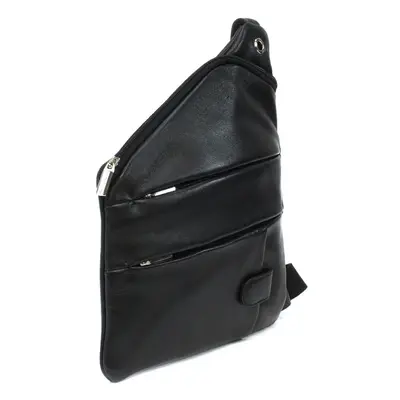 Černý kožený pánský zipový crossbag 216-1574-60