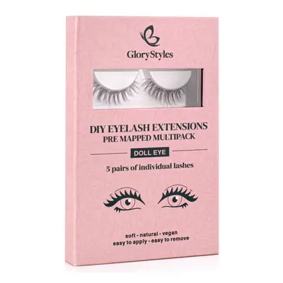 GloryStyles Sada 5 párů segmentových řas - DOLL EYE