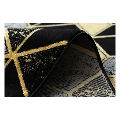 Kusový koberec Gloss 400B 86 3D geometric black/gold 180x270 cm