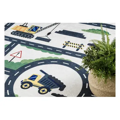 Dětský kusový koberec Bambino 2223 Streets cars cream 160x220 cm