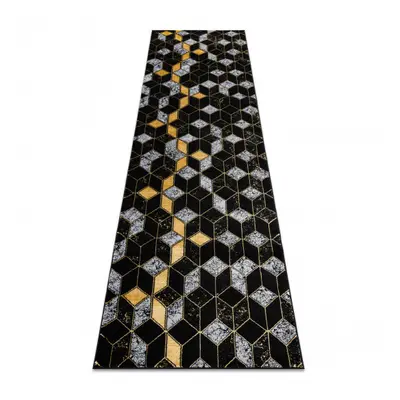 Běhoun Gloss 400B 86 3D geometric black/gold 80x200 cm