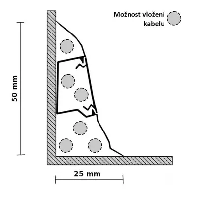 Obvodová soklová lišta plastová Döllken SLK 50 - W172 Jasan (pro PVC a vinyl) - 250cm