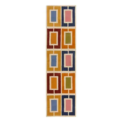 Ručně všívaný běhoun Illusion Retro Blocks Multi 60x230 cm