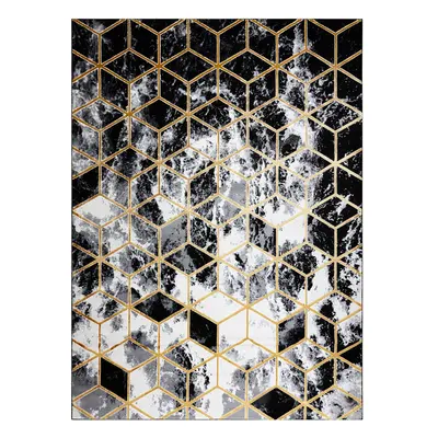 Kusový koberec Gloss 409A 82 3D cubes black/gold/grey 140x190 cm