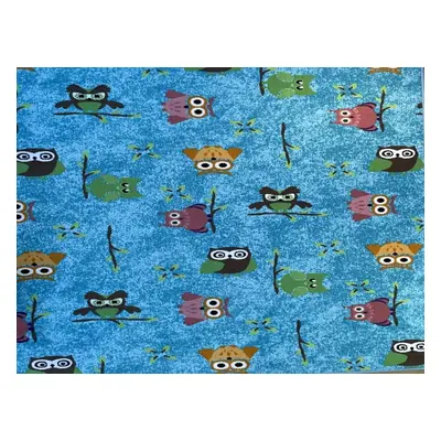 Dětský koberec Sovička SILK 5298 tyrkys 133x133 cm