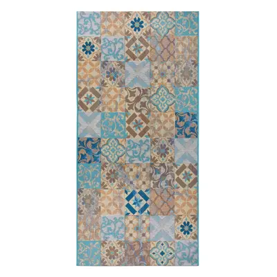 Běhoun Cappuccino 105880 Mosaik Blue Multicolored 75x150 cm