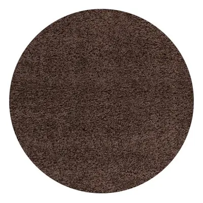 Kusový koberec Life Shaggy 1500 brown kruh 80x80 cm