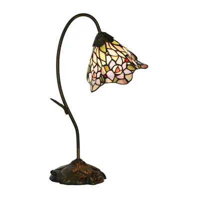 Stolní lampa Tiffany Ruth růžová ve tvaru květiny – 48 cm