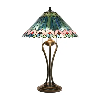 Stolní lampa Tiffany Émeraude – 48x73 cm