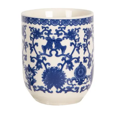 Porcelánový kalíšek na čaj s modrými ornamenty- ∅ 6*8 cm / 0,1L – 100 ml