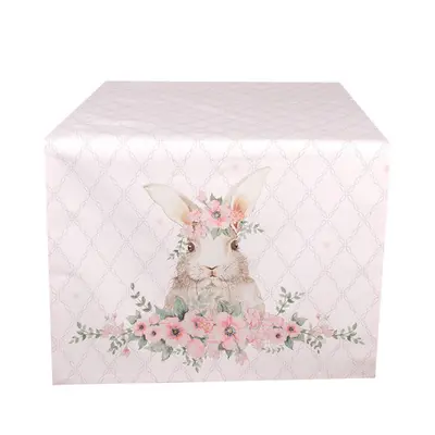 Růžový bavlněný běhoun se vzorem zajíčka Floral Easter Bunny – 50x140 cm