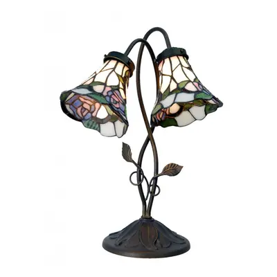 Stolní lampa Tiffany Two roses – 34x28x47 cm