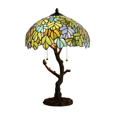 Stolní lampa Tiffany Urbain zelená ve tvaru stromku – 40x60 cm