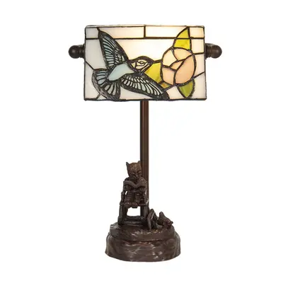 Stolní vitrážová lampa Tiffany s medvídkem – 17x15x28 cm