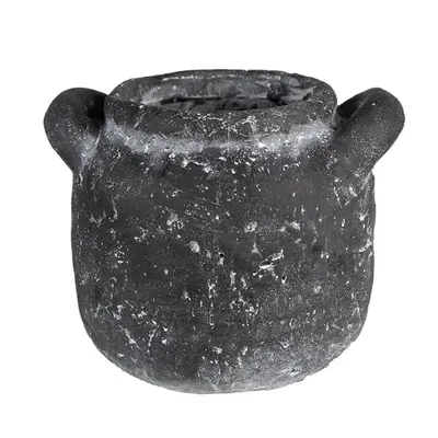 Granitový antik cementový obal na květináč s uchy – 13x11x9 cm