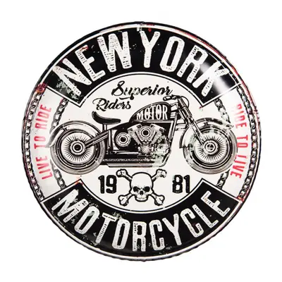 Nástěnná kovová cedule na zeď New York Motorcycle – 35x2 cm