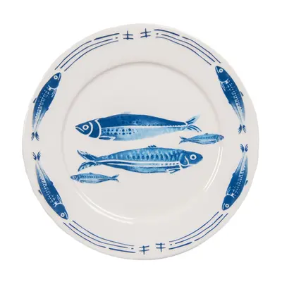 Porcelánový dezertní talíř s rybkami Fish Blue – 20x2 cm