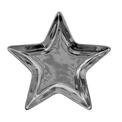 Stříbrná keramická miska ve tvaru hvězdy Silver Star – 20x19x2 cm