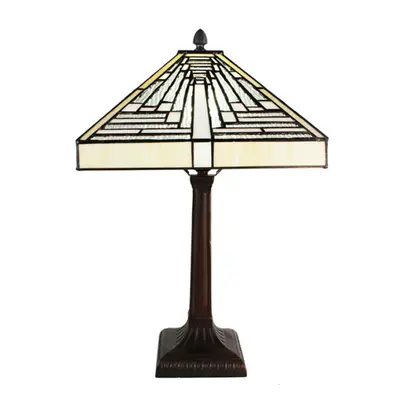 Pyramidová stolní lampa Tiffany Dina – 31x31x48 cm