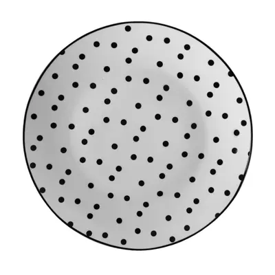 Porcelánový dezertní talířek s černými puntíky Black Dot – 20x2 cm