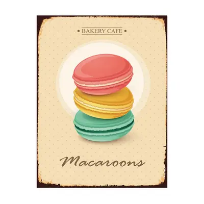 Žlutá nástěnná kovová cedule Macaroons – 25x1x33 cm