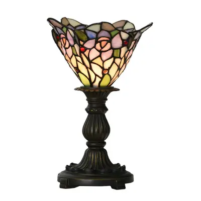 Stolní lampa Tiffany Faas růžovo fialová ve tvaru květu – 20x30 cm