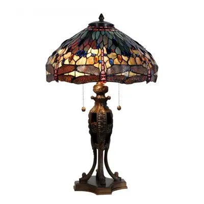 Stolní lampa Tiffany Dark dragonfly – 42x64 cm