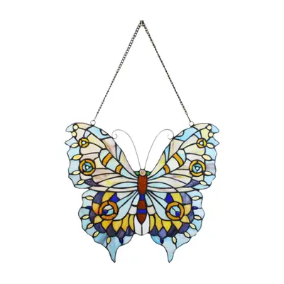 Závěsný Tiffany panel motýl Butterfly Blue – 40x1x39/60 cm