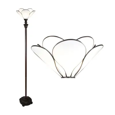 Bílá stojací Tiffany lampa ve tvaru květu Flower white – 31x183 cm