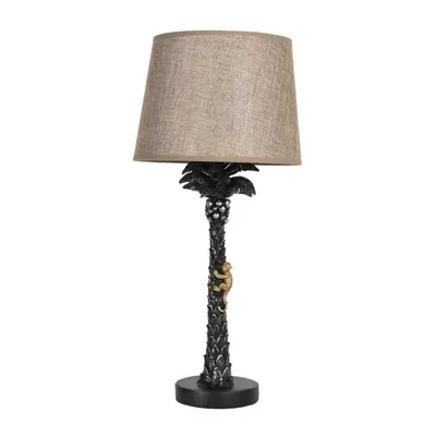 Černá stolní lampa Palma s hnědým stínidlem – 27x54 cm