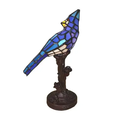 Stolní lampa Tiffany Blue Parrot – 15x12x33 cm