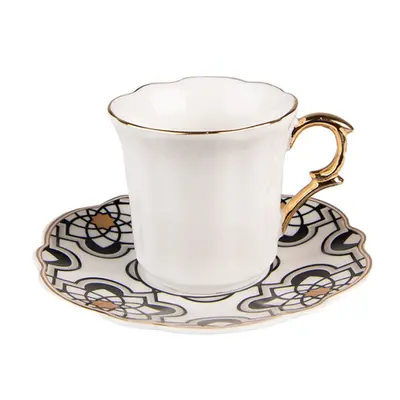 Bílý porcelánový šálek s barevným podšálkem Tasse – 95 ml