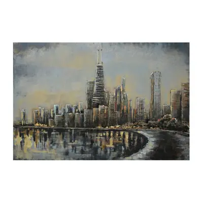 Nástěnný kovový obraz Skyline – 120x4x80 cm