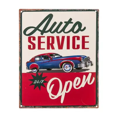 Nástěnná kovová cedule Auto Service Open – 20x1x25 cm